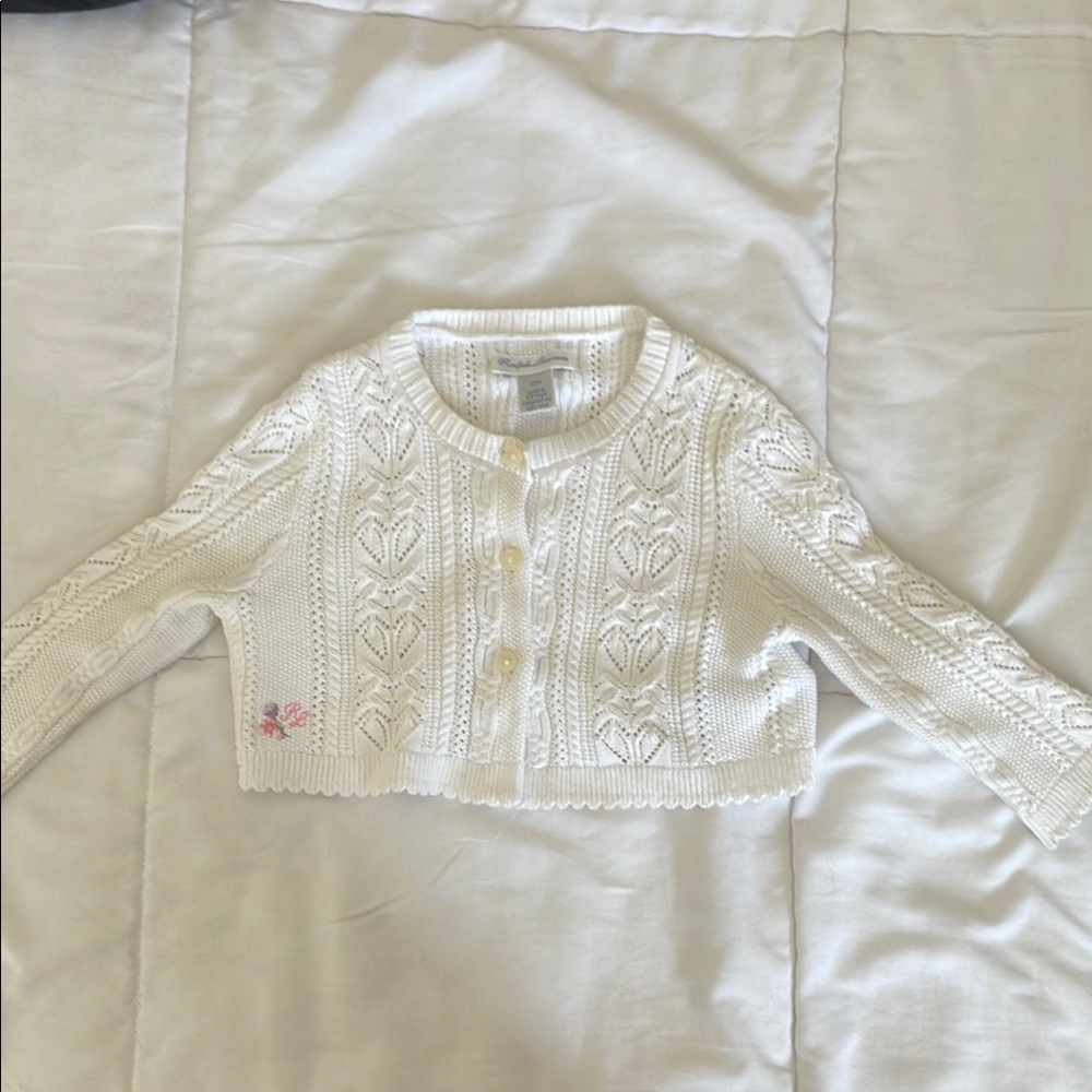 Polo by Ralph Lauren White Cable Knit Cardigan Sweater